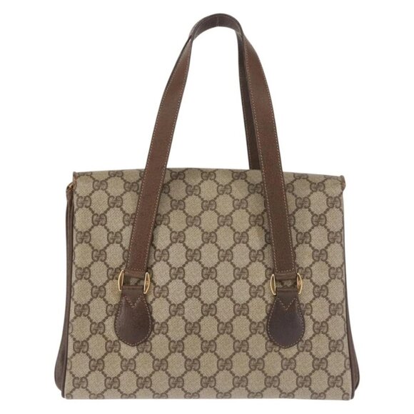 GUCCI GG Supreme Hand Bag PVC Beige Gold 116 02 080 Auth BA6160 - Picture 3 of 15